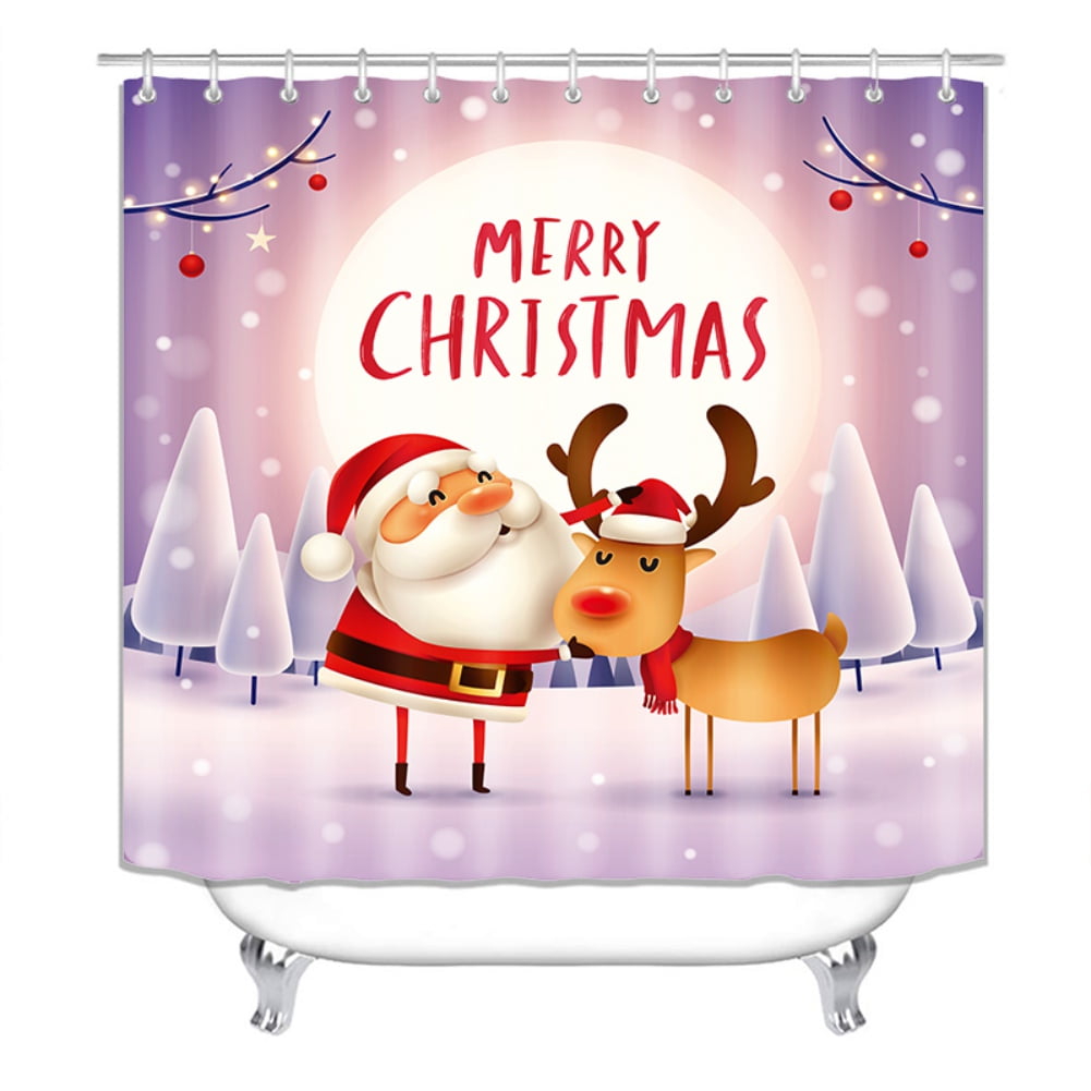 71"*71"Christmas Shower Curtain,Washable Christmas Shower Curtain with