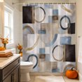 thumbnail image 2 of Abstract Blue Brown Shower Curtain, Waterproof Shower Curtains for Bathroom, Vintage Geometric Color Blocks Washable Fabric Bathtub Curtain Set Bath Decor with 12 Hooks Stall 36"x72", 2 of 8