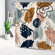 HVEST Boho Shower Curtain for Bathroom Decor,Abstract Floral Geotetric Pattern Bathroom Curtain,Modern Aesthetic Bath Curtain Polyester Fabric Bath Accessories with Hooks,72x78 Inches