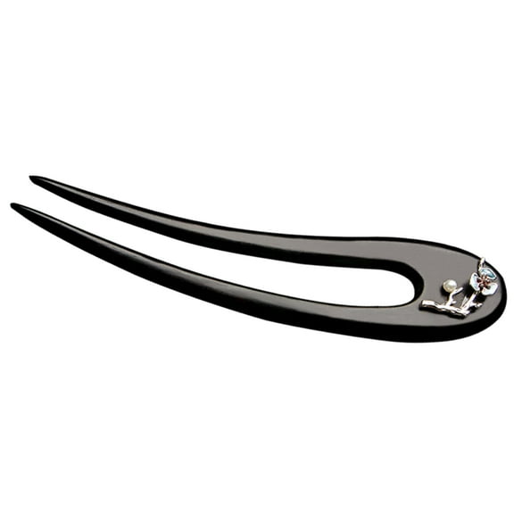 KONTONTY Hair Fork Black Wooden 1Pack 6.3x0.8x0.4In