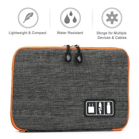 Universal Memory Card Case (Jelly Comb Electronic Organizer Travel Case Waterproof Double Layer Travel Universal Cable Storage Bag for Cords, Charger, Phone, USB, SD Card, iPad or Tablet(up to 7.9