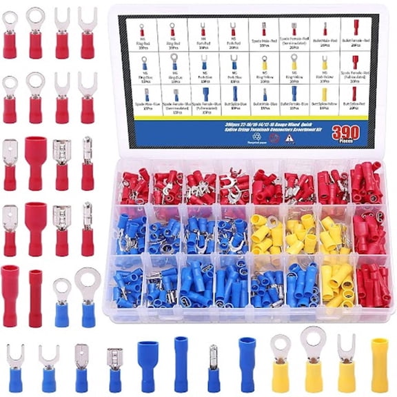 Spade Terminal Connectors Kit 280 Pcs, Assorted Insulated Quick Disconnect Wire Terminals with Box