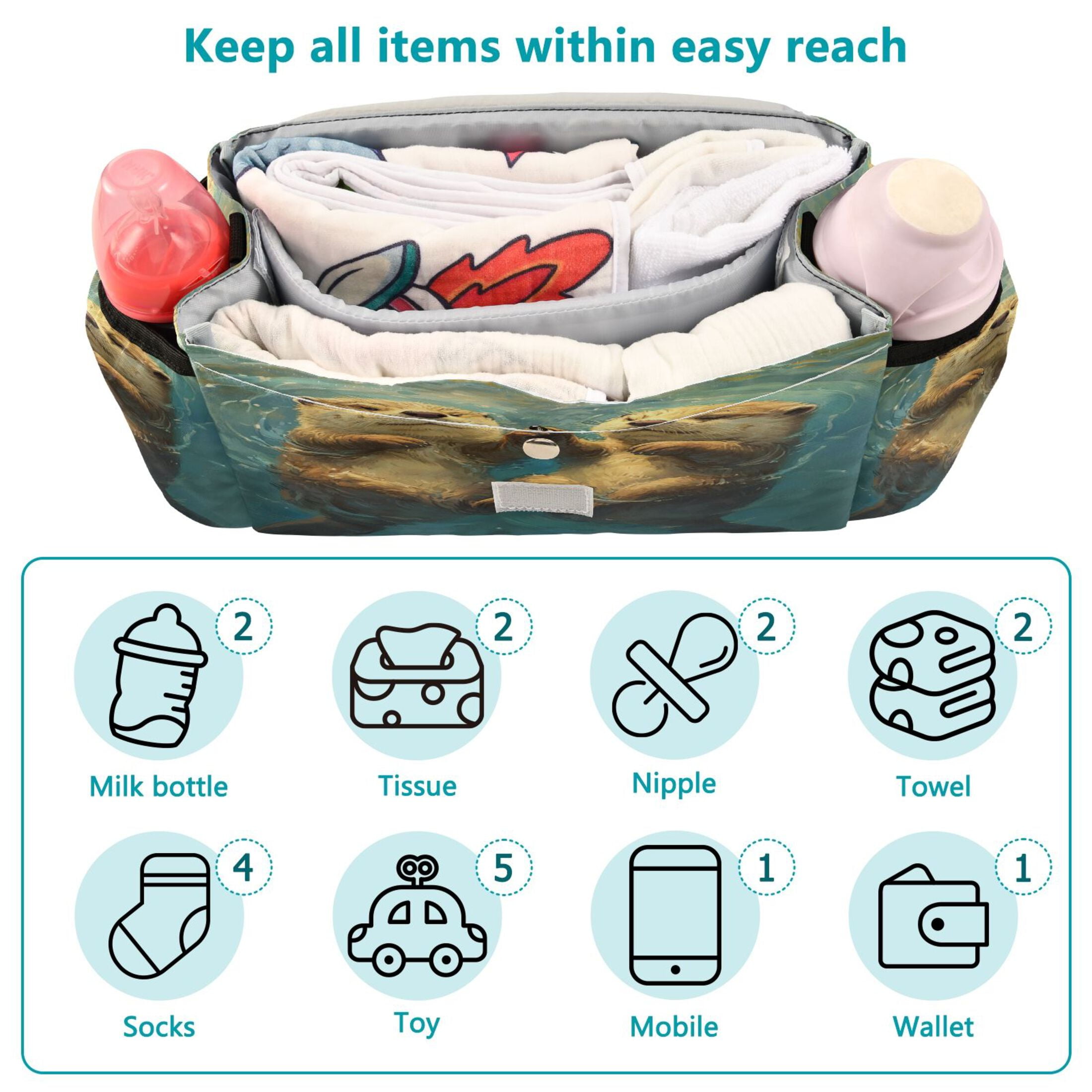 DIXRUYEE Stroller Organizer Joyful Waters Printed