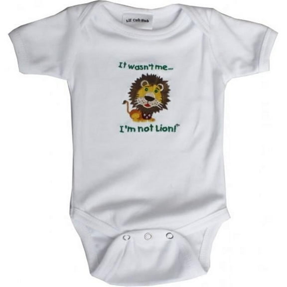1WSSOL-612 White Short Sleeve One Piece - Lion- 6-12 months