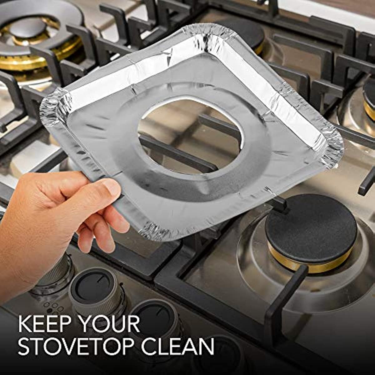 300-piece Aluminum Foil Square Stove Cover Disposable Thick Bib Liner Drip Tray Gas Stove Top Protective Sleeve 8.5 Inches (about 21.6 Cm)