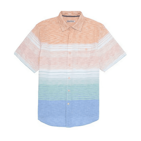 $128 Tommy Bahama Men's, Sand Linen Easy Sunrise Camp Shirt, Orange Peel, L
