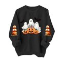thumbnail image 4 of DIOAZUD Womens Halloween Sweatshirts Funny Ghost Graphic Pullovers Stretch Going Out Round Neck Long Sleeve Sweater Tops Halloween Costumes, 4 of 5