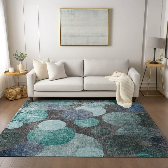 Addison Rugs Chantille Indoor/Outdoor Transitional Organic Teal Washable Rectangle Rug, 2'6" x 3'10"