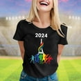 thumbnail image 2 of TSADFHJI Hauts pour Femmes Manches Longues Automne T-Shirt d'Été Manches Courtes Col Rond Motif Haut Décontracté S Noir, 2 of 4