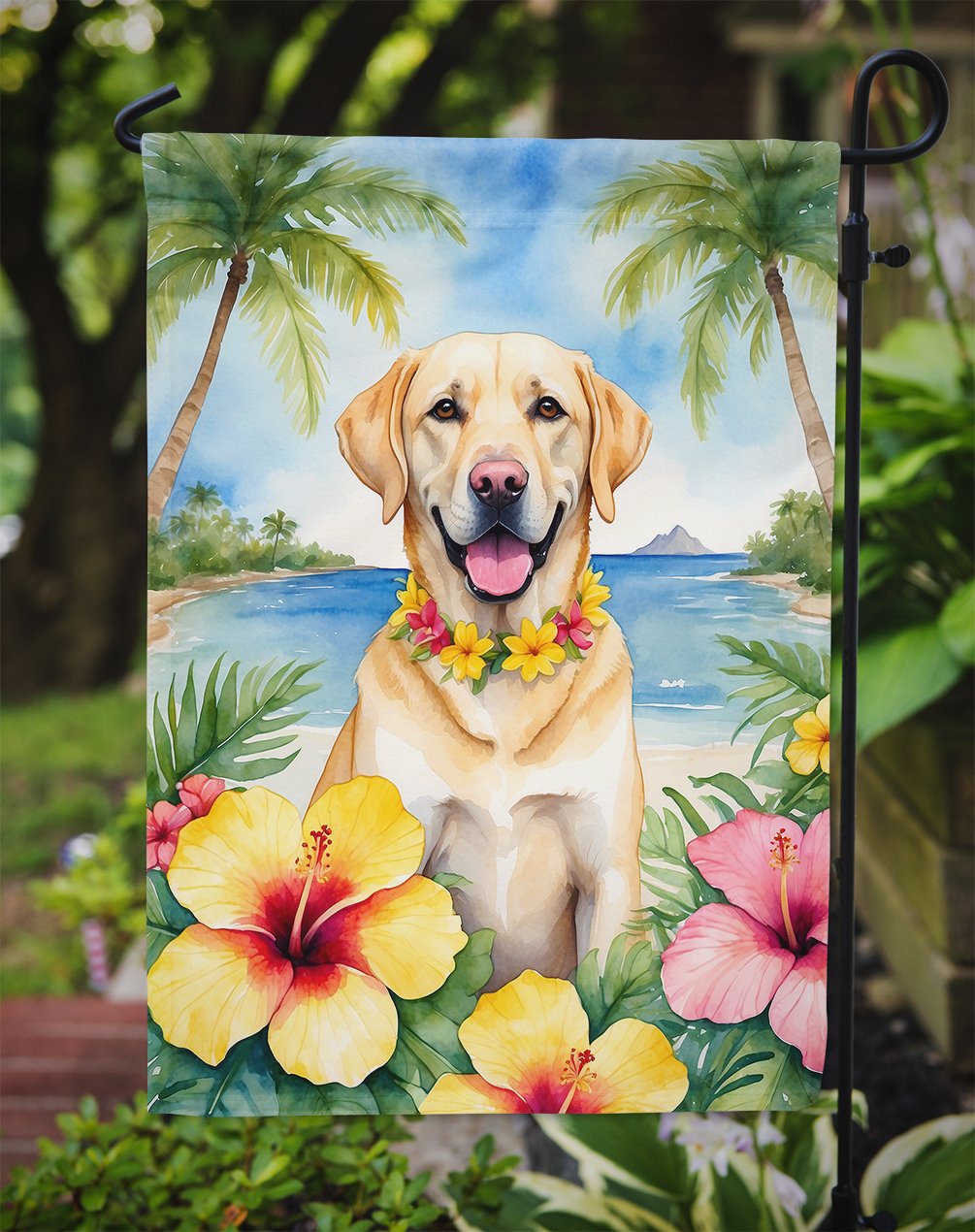 Yellow Labrador Retriever Luau Garden Flag 11.25 in x 15.5 in