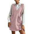 thumbnail image 2 of Mifsaly Sweater Vest Dress Women V-Neck Sleeveless Knit Dresses Mini Work Elegant Spring Fall Outfits with Pockets M, 2 of 8