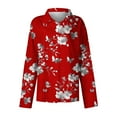 thumbnail image 6 of Royisotas Fitted Tops Women Winter Soft Long Sleeve Casual Womens Button Down Shirt Floral Graphic Red Collared Button up Shirts, 6 of 6