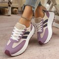 thumbnail image 4 of Rokment Women's Vintage Platform Chunky Low Top Fashion Sneakers Fall Winter Retro Casual Color Block Patchwork Height Increasing Skateboard Tennis Walking Shoes Comfortable Purple Size 9, 4 of 6