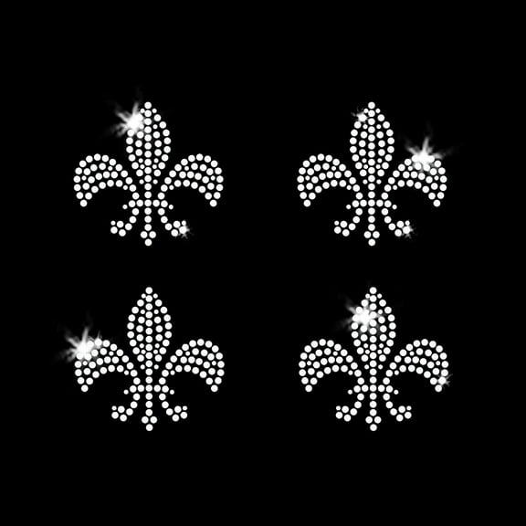 JCS Rhinestones Small Fleur de Lis French Saints Iron-on Bling Clear Rhinestone Crystals Transfer - Set of 4
