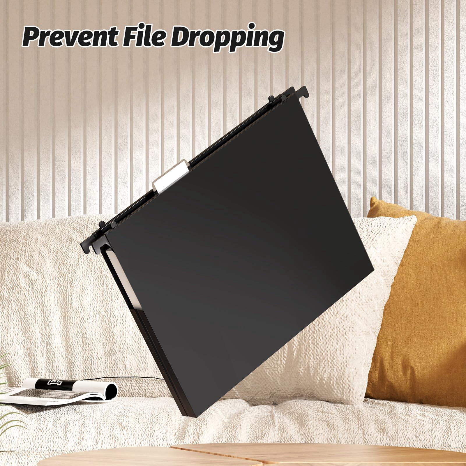 Extra Capacity Plastic Hanging File Folders 12 Pack Reinforced Hang Folder Heavy Duty 1 Inch Expansion Filing Cabinet Letter Size For Bulk Files/medical Charts (sides Sealed  Black)