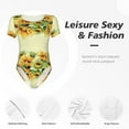 thumbnail image 4 of Disketp Sunflowers On A Yellow Background for Women's Short-Sleeved Onesie Fit Top T-Shirt Round Neck Basic Casual T-shirt Bodysuits-XX-Large, 4 of 7