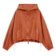 thumbnail image 3 of Womens Versatile Hooded Jacket Zip Front with Pockets Lightweight Windbreaker for Everyday Outerwear Activities Orange,L, 3 of 3