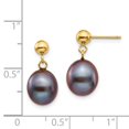 thumbnail image 3 of 14k 8-9mm Black Rice Freshwater Cultured Pearl Dangle Post Earrings in 14k Yellow Gold, 3 of 3