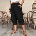thumbnail image 6 of Women's Plus Size Cropped Capri Pants with Pockets Casual Solid Color, 6 of 9