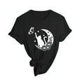 thumbnail image 5 of Tiweut Blouses for Women Spring Summer Cat Printed Short Sleeve Round Neck Loose Fit Tees for Lady Black, 5 of 5