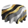 thumbnail image 4 of Gray and Gold Marble Ink Waves Pattern Round Tablecloth 60"x60",Wrinkle Wipeable Table Cloth for Kitchen Dining Room Picnic Patio Party, 4 of 6