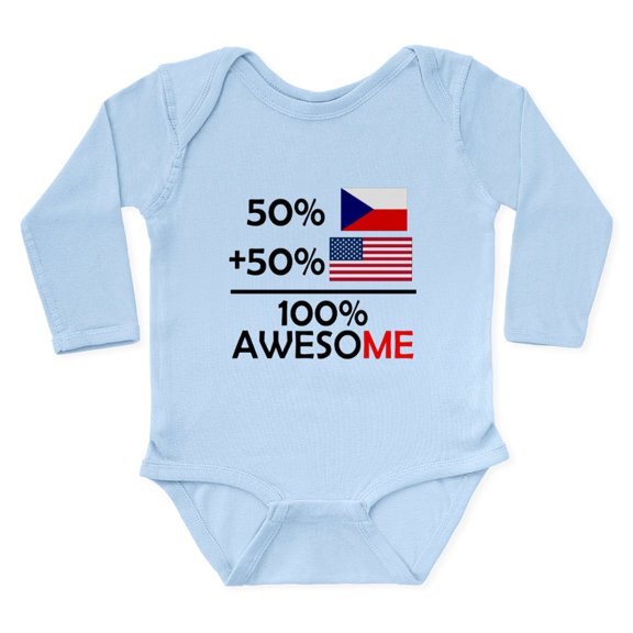 CafePress - Half Czech Half American Body Suit - Long Sleeve Cotton Baby Bodysuit