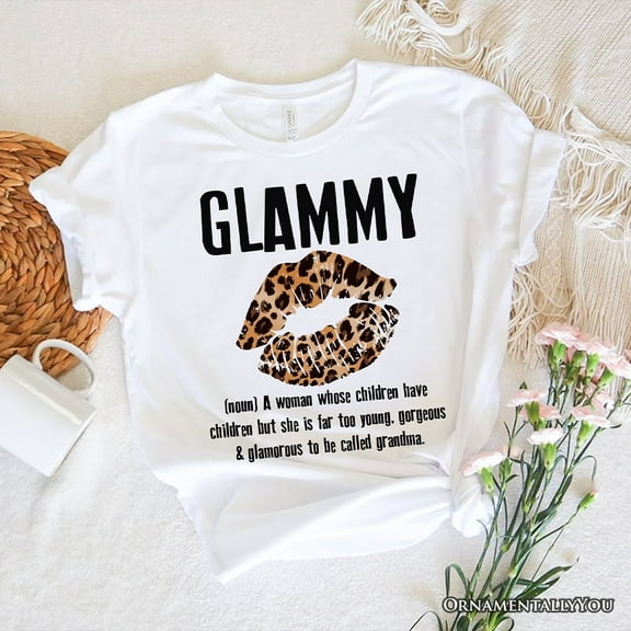 Glammy Leopard Lips T-Shirt, Coquette White Tee for Stylish and Glamorous Grandmas