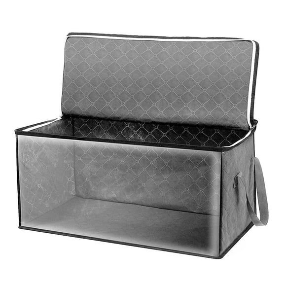 Large Fabric Storage Box with Lid – Foldable Organizer Bin with Diamond Quilted Pattern and Handles, Collapsible Closet Container for Clothes, Blankets, and Toys