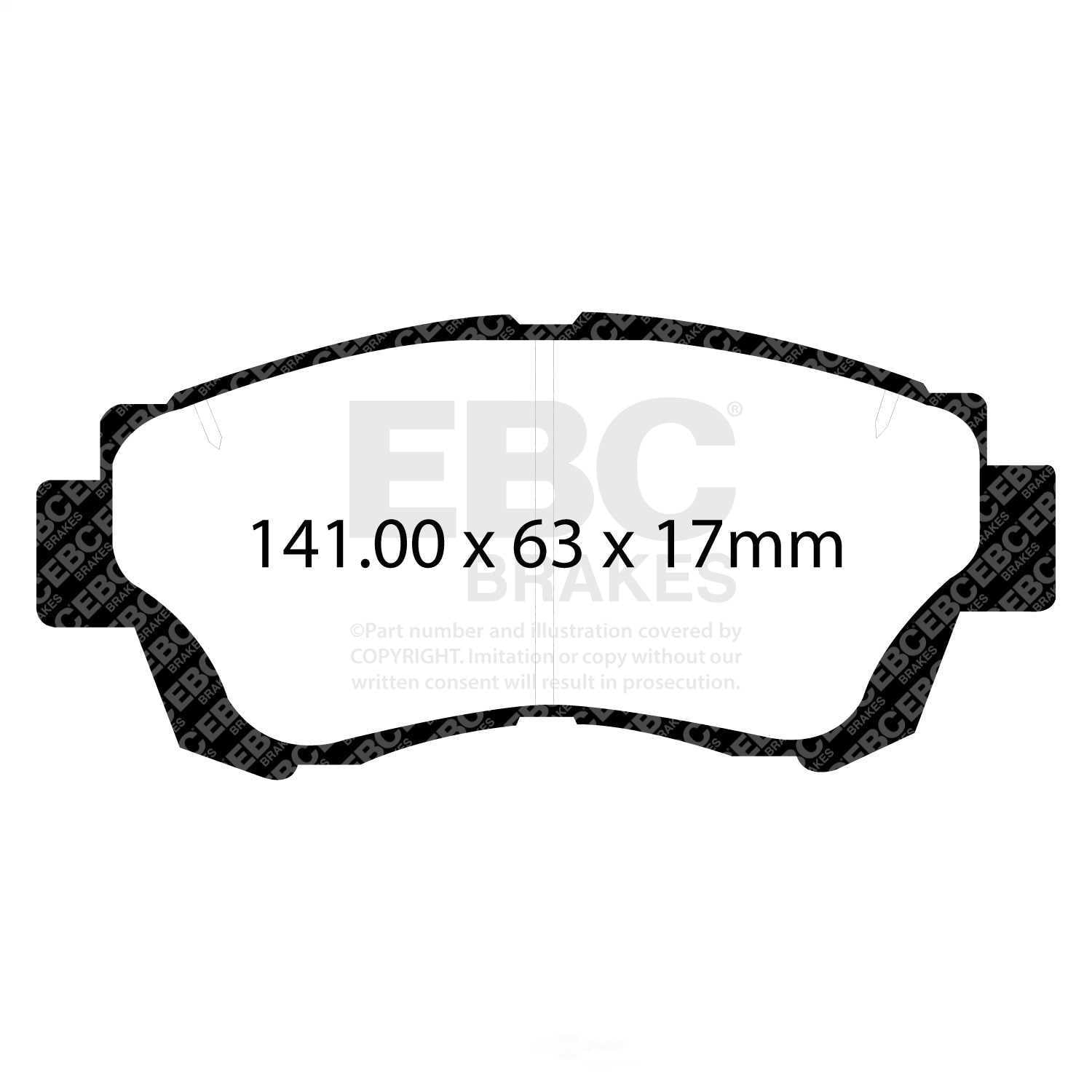 EBC Brakes DP4874R Yellowstuff Street And Track Brake Pads, FMSI Pad No. D697 Vented 274mm Dia