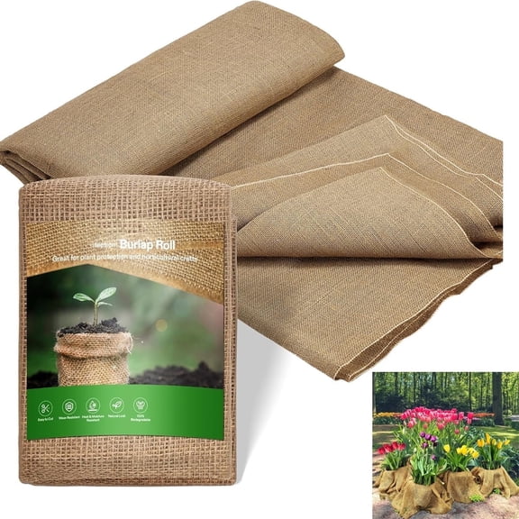 Burlap Fabric Roll,Tutuviw 13ft High Density Natural Jute Fiber,Multipurpose Burlap for Gardening Outdoor Plant Care Weed Barrier,DIY Crafts Decoration,Wedding Decor,Tree Trunk Wrap