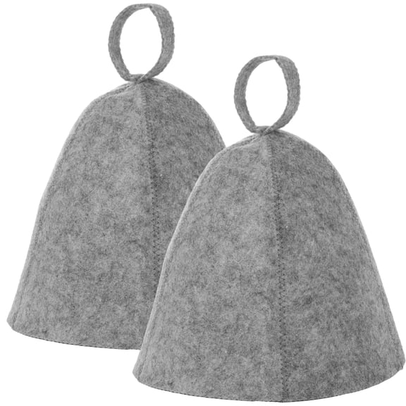 2 Pcs Felt Sauna Hat, Heat Protective Hat for Men Women, Sauna Hat with Hanging Loop, Soft Comfortable, 9.1 x 7.9 in Gray