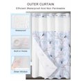 thumbnail image 2 of No Hook Cloth Fabric Shower Curtain with Snap in Liner, Blue Flowers Waterproof Shower Curtains Set with See Through Top Window, Watercolor Botanical Floral Vines Plants Bath Curtains Shower 60"x72", 2 of 6