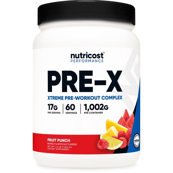 Nutricost Pre-X Xtreme Pre-Workout Complex Powder, Fruit Punch, 60 Servings, Vegetarian, Non-GMO and Gluten Free