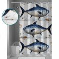 thumbnail image 3 of 60x72 Inch Shower Curtains for Bathroom Vintage Blue Fish Fabric Bath Curtain Decor Coastal Nautical Beach Wooden Waterproof Restroom Curtains Shower Set Accessories with 12 Hooks 60 Inch, 3 of 6
