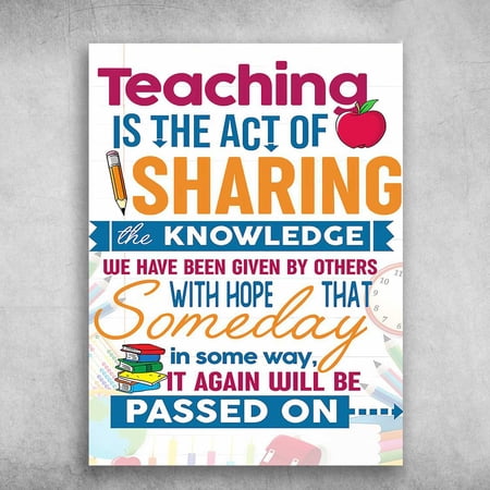 Teacher Poster Classroom Poster - Teaching Is The Act Of Sharing The Knowledge We Have Been Given By Others 16 x 24 Inch Poster