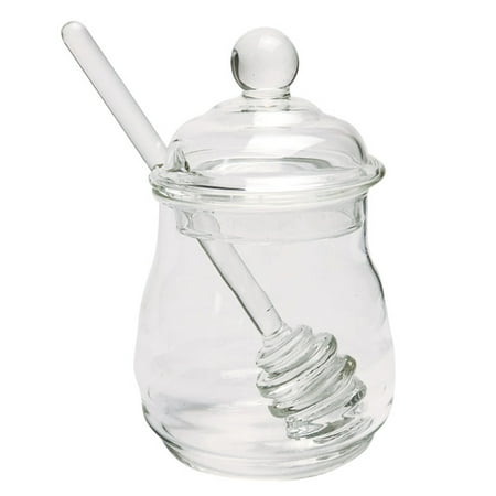 

Glass Honey Jar High Borosilicate Glass Kitchen Jar Honey Pot with Dipper and Lid Storage Jar Container 250ML