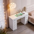 thumbnail image 5 of Fenchilin 51" Makeup Vanity Desk with Lights RGB 11 Drawers White, 5 of 7