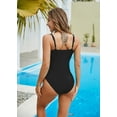 thumbnail image 4 of LIORA Women Ruched Lace Up One Piece Swimsuit Tummy Control Push Up Monokini Bathing Suit, 4 of 5