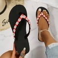 thumbnail image 3 of Flower Rhinestones Flip Flop Sandals for Women 2025 Summer Beach Platform Wedge High Heel Dressy Slides, 3 of 10