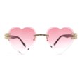 thumbnail image 2 of Womens Rimless Rhinestone Jewel Heart Shape Luxury Sunglasses Gold - Pink, 2 of 4