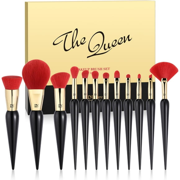 Juego de brochas de maquillaje DuCare The Queen Series, 12 piezas con estuche