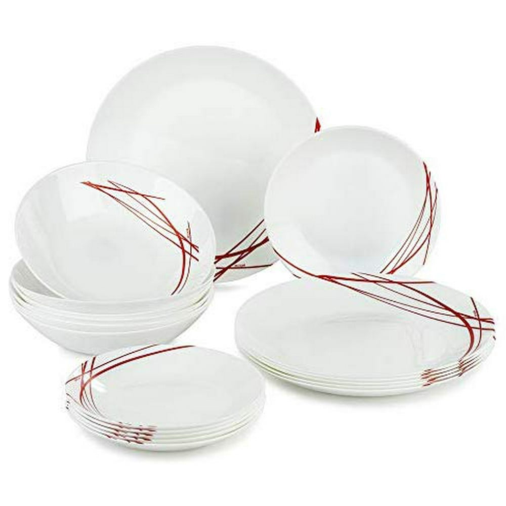 Luminarc P3363, Domitille Rouge Collection 18 Pcs Dinnerware Set