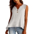thumbnail image 4 of Outfmvch Cotton Linen Tank Tops for Women Embroidered Gauze Tops Mexican Embroidered Gauze Shirts sleeveless linen top linen blouses embroidered vest Breathable Embroidered Sleeveless White L, 4 of 6