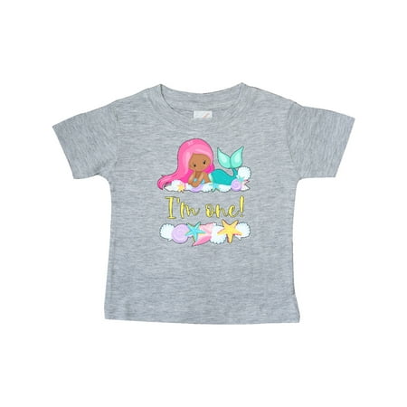 

Inktastic I m 1 Mermaid with Pink Hair and Shells Gift Baby Boy or Baby Girl T-Shirt