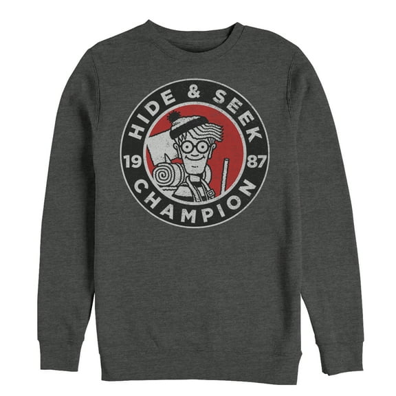 Men's Where's Waldo Hide and Seek Champion Sweatshirt Charcoal Heather Medium