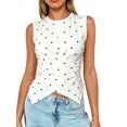 thumbnail image 6 of LMLYSoH Women’s Sleeveless Tank Tops Dot/Stripe Print Summer Crew Neck Draped Front Slim Fit Vest, 6 of 8