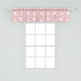 thumbnail image 2 of Ambesonne Cartoon Window Valance, Cat and Bear Faces with Mini Hearts, Curtain Valance for Kitchen Bedroom Decor with Rod Pocket, 54" X 12", Pale Pink Umber, 2 of 3