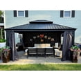 thumbnail image 2 of PURPLE LEAF 13' X 15' Permanent Hardtop Aluminum Frame Gazebo with Galvanized Steel Double Roof for Patio Lawn and Garden, Curtains and Netting Included, Grey, 2 of 17