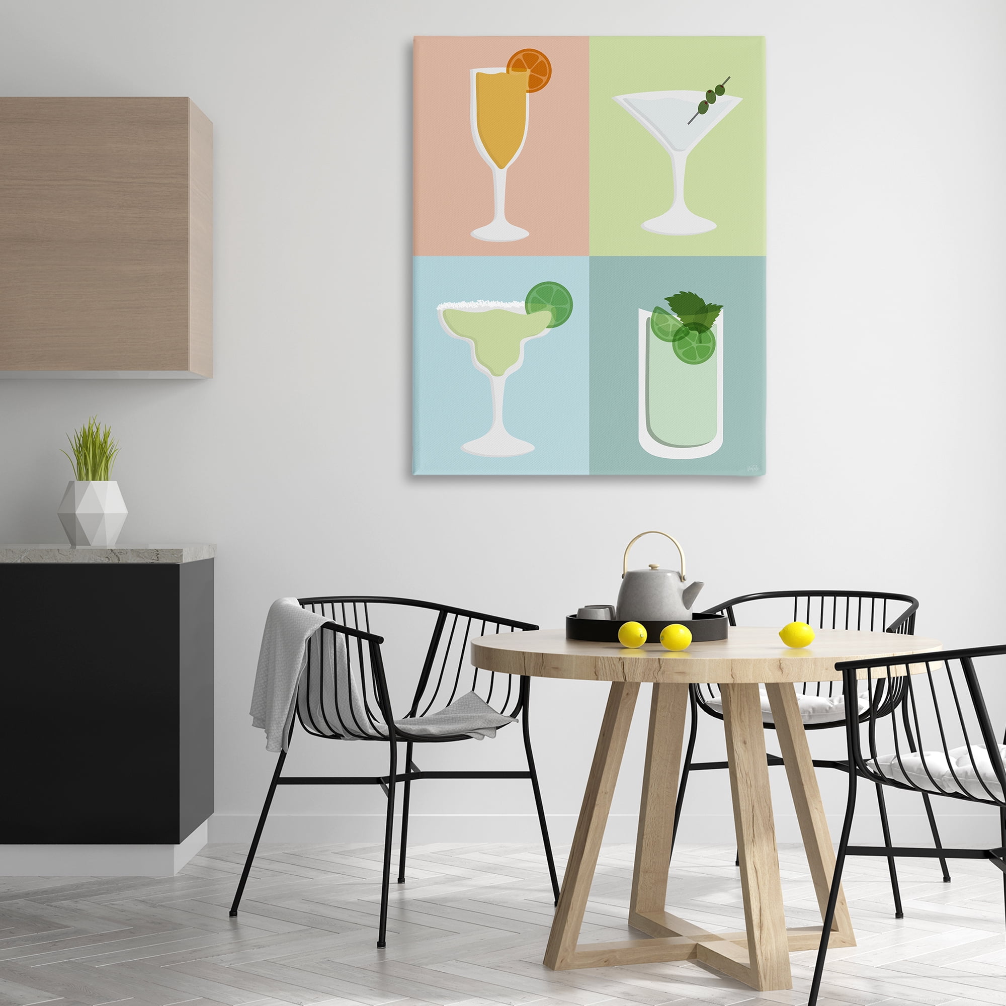 Stupell Industries Pastel Bar Cocktails Food & Beverage Painting Wrapped Canvas Art Print Wall Art, 36 x 48