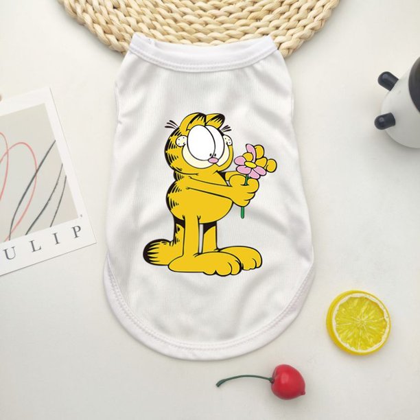 Camiseta Sin Mangas Para Perros Nuevo Teddy Bichon Mini De Tirantes De Algodón Medianos Y Grandes Productos Para Mascotas Ropa Patrón Garfield Gao Jiahui unisex